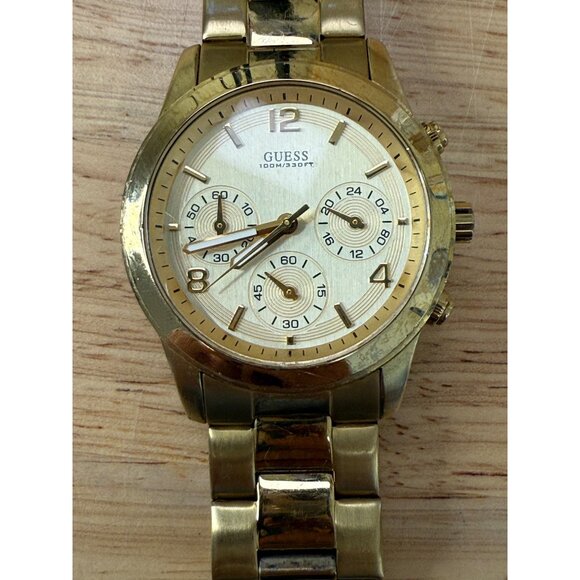 Guess Womens Gold Tone Chronograph Watch 100M Water Resistant NOT TESTED - Picture 4 of 9